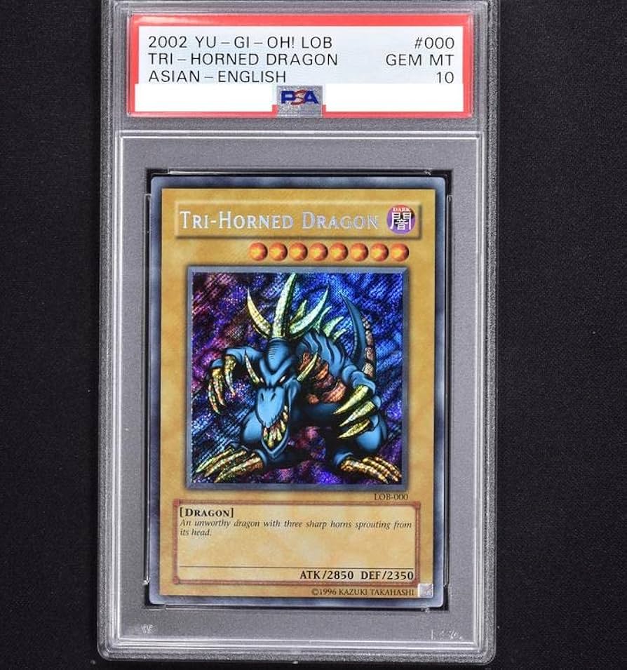 遊戯王 トライホーン・ドラゴン アジア LOB 1st シークレット PSA10 準美品】トライホーンドラゴン 旧アジア 1st シークレット TRI